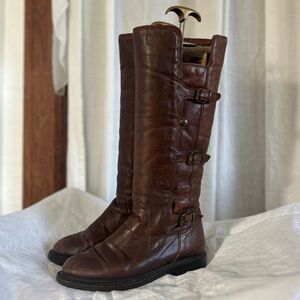 Vintage Y2K Brown Leather Buckle Boots